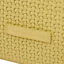 Dedalo Woven printed leather shopping bag Pastel yellow