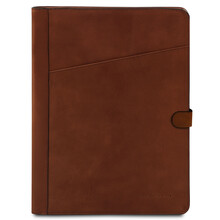 Adriano Leather document case with button closure Brown