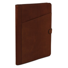 Adriano Leather document case with button closure Brown