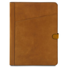 Adriano Leather document case with button closure Natural