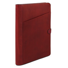 Adriano Leather document case with button closure Red