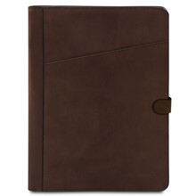 Adriano Leather document case with button closure Dark Brown