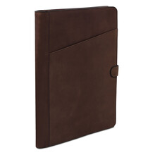 Adriano Leather document case with button closure Dark Brown