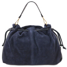 Allure Soft suede leather shopping bag Dark Blue