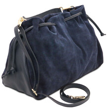 Allure Soft suede leather shopping bag Dark Blue