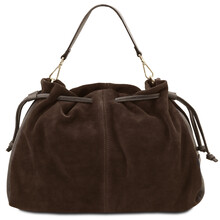 Allure Soft suede leather shopping bag Chocolate