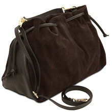 Allure Soft suede leather shopping bag Chocolate