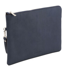 Giulio Maxi leather clutch with handle Dark Blue