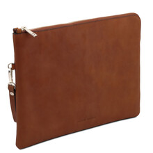 Giulio Maxi leather clutch with handle Brown