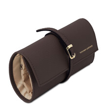 Soft leather jewellery case Chocolate