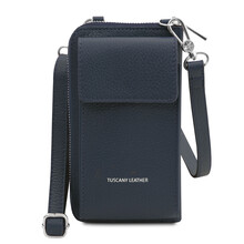 TL Bag Leather wallet/phone holder with strap Dark Blue
