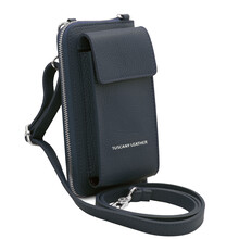 TL Bag Leather wallet/phone holder with strap Dark Blue