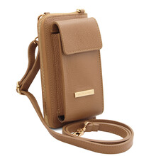 TL Bag Leather wallet/phone holder with strap Caramel