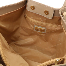Soleil Suede leather shopping bag Chocolate
