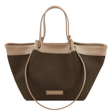 Soleil Suede leather shopping bag Light Taupe