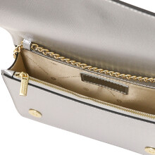 Opera Leather clutch with chain strap Silver