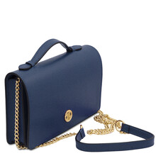 Opera Leather clutch with chain strap Dark Blue