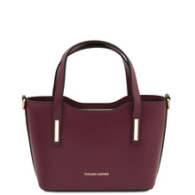 Olimpia Leather tote - Small size Bordeaux