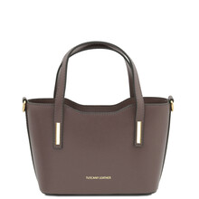 Olimpia Leather tote - Small size Dark Taupe