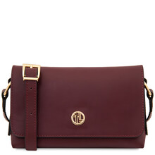 Biscuit Soft leather shoulder bag Bordeaux
