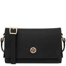 Biscuit Soft leather shoulder bag Black