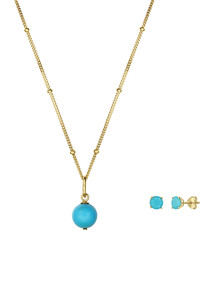 Set colier și cercei din argint placat cu aur Vermeil Aqua