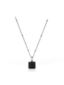 Choker din argint pentru damă cu pandantiv Onix Pătrat