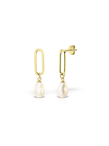 Cercei cu perle din argint placat cu aur Caila