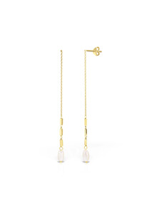 Cercei lungi cu perle din argint placat cu aur Meria