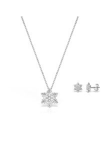 Set de argint cu cercei și colier Fulg de nea