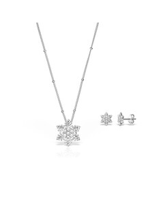 Set cercei și colier Fulg de nea cu pietre semiprețioase