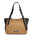 Geanta din piele neagra, cu efect de paie Tuscany Leather, TL BagSoft