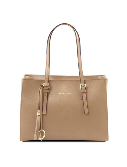 Geanta dama din piele naturala Tuscany Leather, caramel, TL Bag