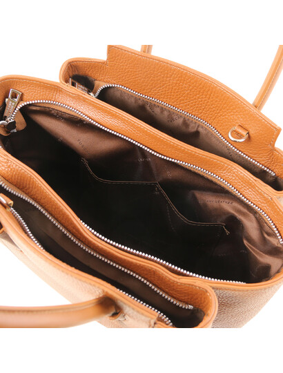 Geanta eleganta din piele naturala Tuscany Leather, coniac, Tulipan