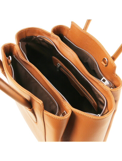 Geanta de  piele naturala Tuscany Leather, coniac, Tulipan