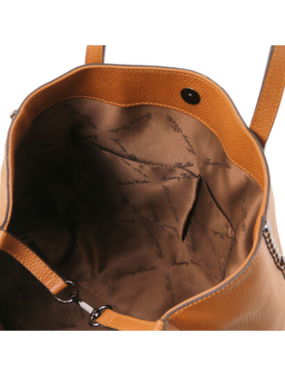 Geanta dama de umar din piele naturala Tuscany Leather, coniac
