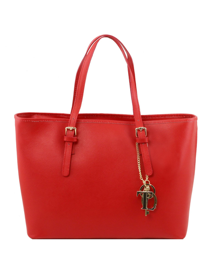 Genti dama | TL KeyLuck - Saffiano leather shopping bag with two handles red - Karine
