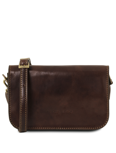 Geanta piele naturala dama Tuscany Leather, maro inchis, Carmen