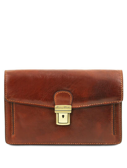 Borseta barbateasca Tuscany Leather din piele naturala maro Tommy