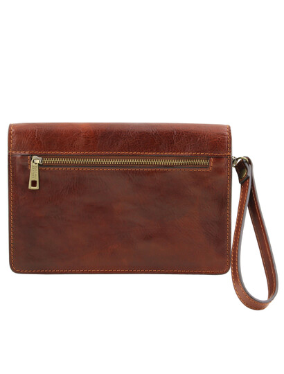 Borseta de mana barbati Tuscany Leather din piele naturala maro Tommy