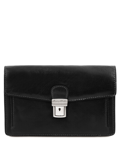 Borseta barbateasca Tuscany Leather din piele naturala neagra Tommy