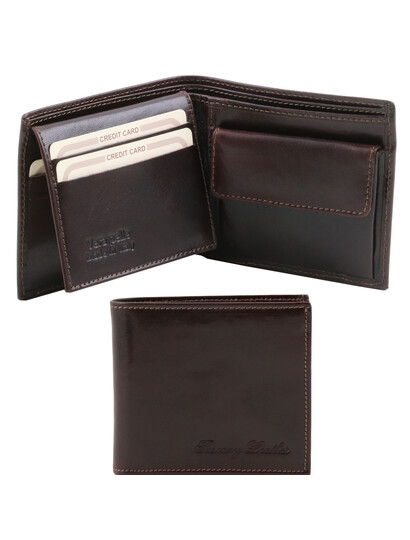 Portofel din piele Tuscany Leather maro inchis