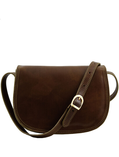 Geanta dama de umar din piele naturala Tuscany Leather, maro inchis, Isabella