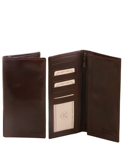 Portofel barbati din piele maro inchis Tuscany Leather cu doua pliuri