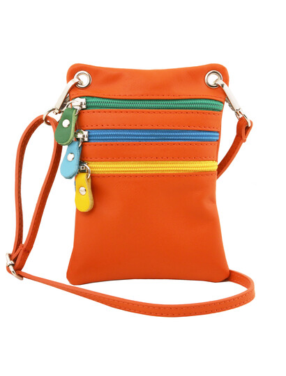Geanta de umar Tuscany Leather din piele portocalie Minicross