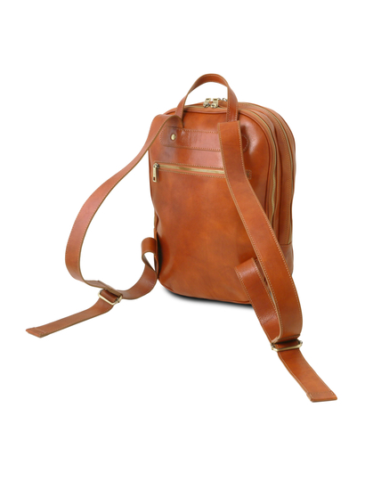 Rucsac laptop din piele naturala Tuscany Leather, honey, Osaka