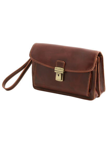 Borseta  piele maro Tuscany Leather  Max