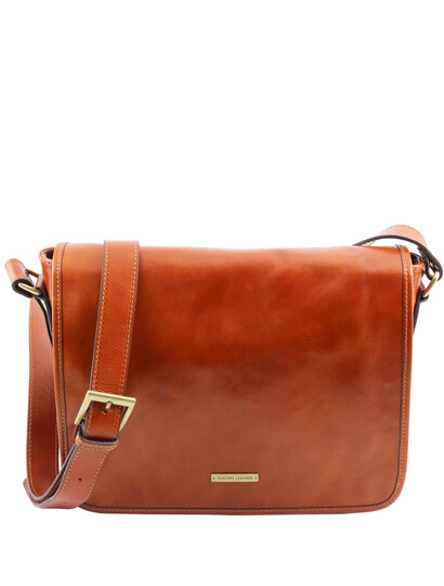 Geanta messenger barbati din piele naturala Tuscany Leather, honey