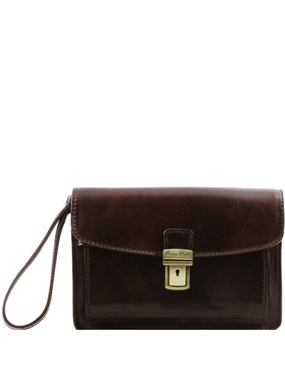 Borseta din piele naturala Tuscany Leather maro inchis Max