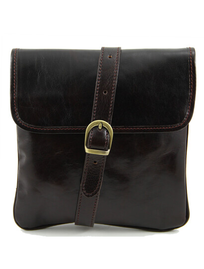 Geanta barbati din piele naturala Tuscany Leather, maro inchis, Joe